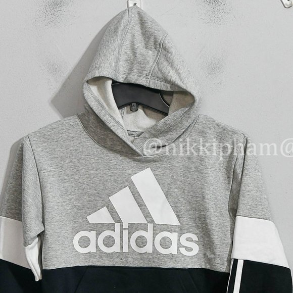 Adidas Boys' Youth Pullover Fleece Hoodies IN GRAY - Picture 3 of 5